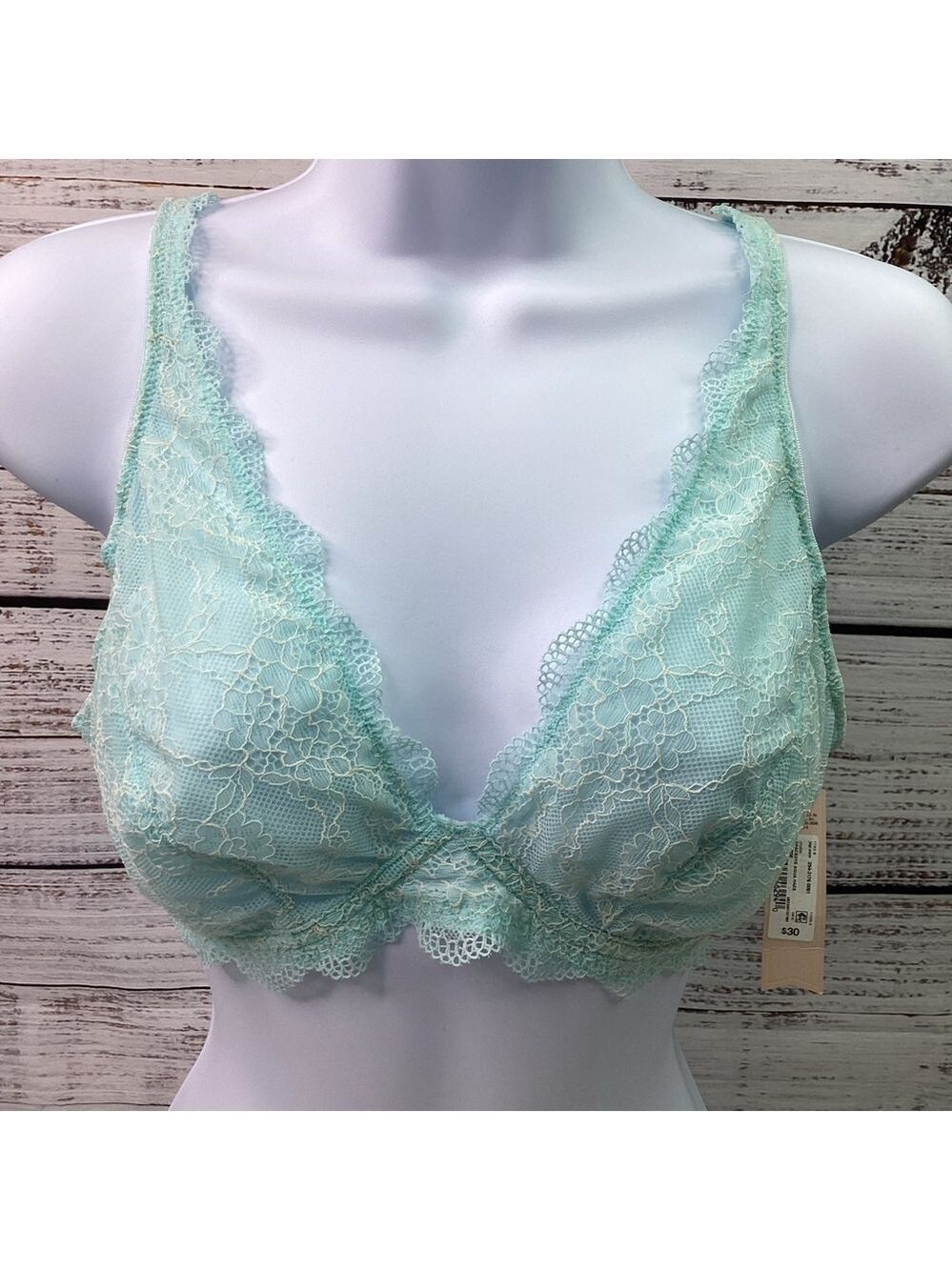 NEW AMBRIELLE SIZE XL 8 LACE AQUA GREEN BRA UNDERWEAR SEXY INTIMATES NWT
